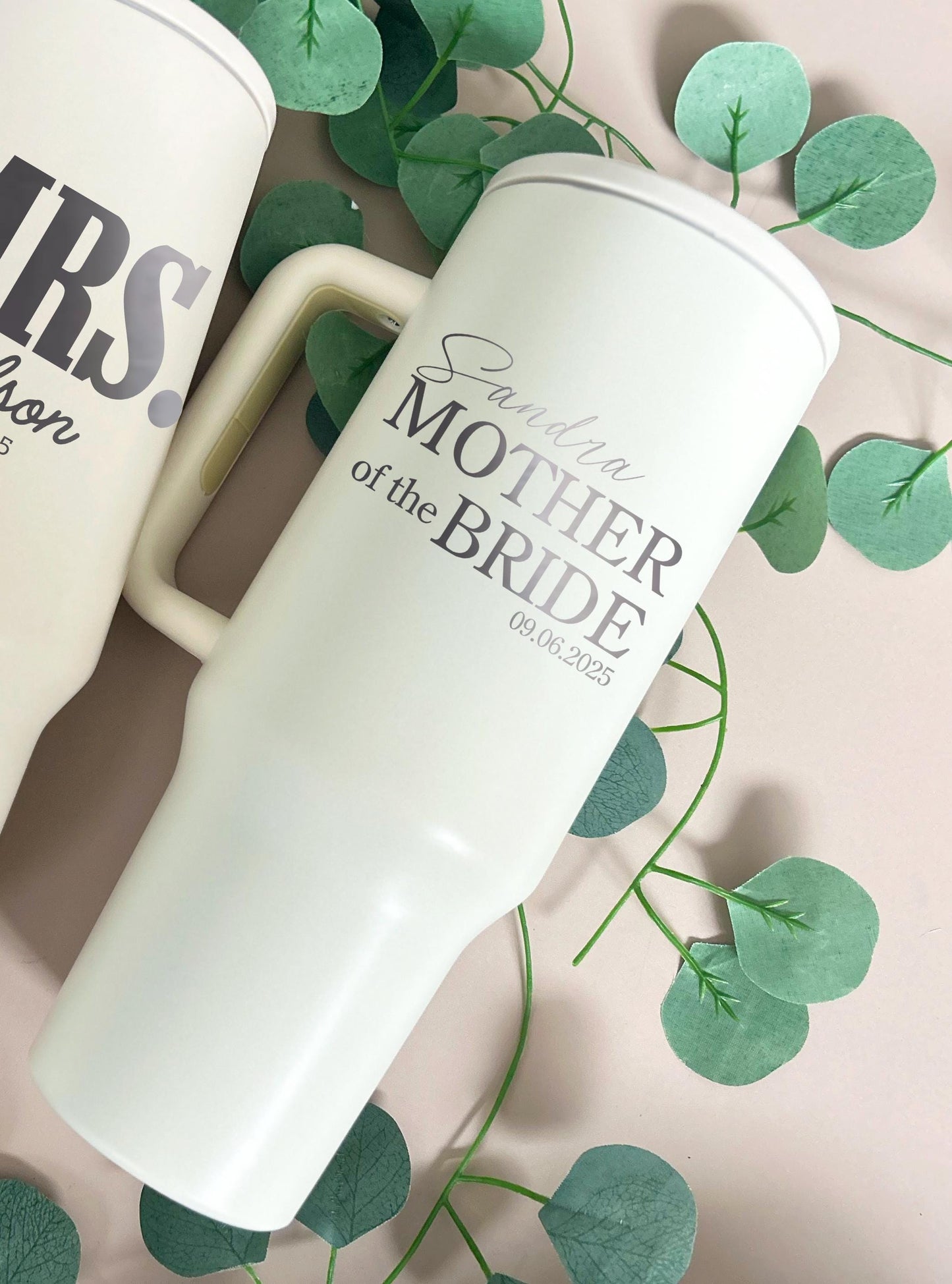 40ozEngraved Personalized Mother of the Bride Tumbler, Mother of the Groom Tumbler, Custom Tumbler with handle, Personalized Wedding Tumbler