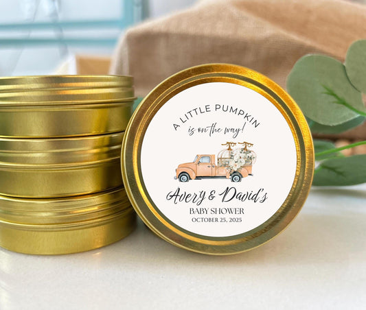 Bulk 2oz Fall Baby Shower Candle Favors – Thank You Gifts for Guests, Return Gifts, Gold Baby Shower Favors in Bulk